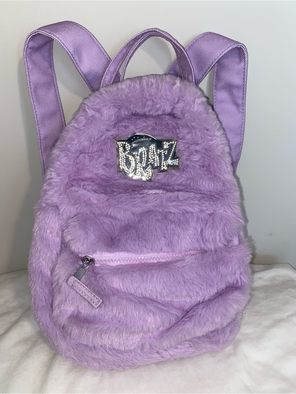 Fuzzy Lavender Backpack with Rhinestone 'BRATZ' and Tube Top